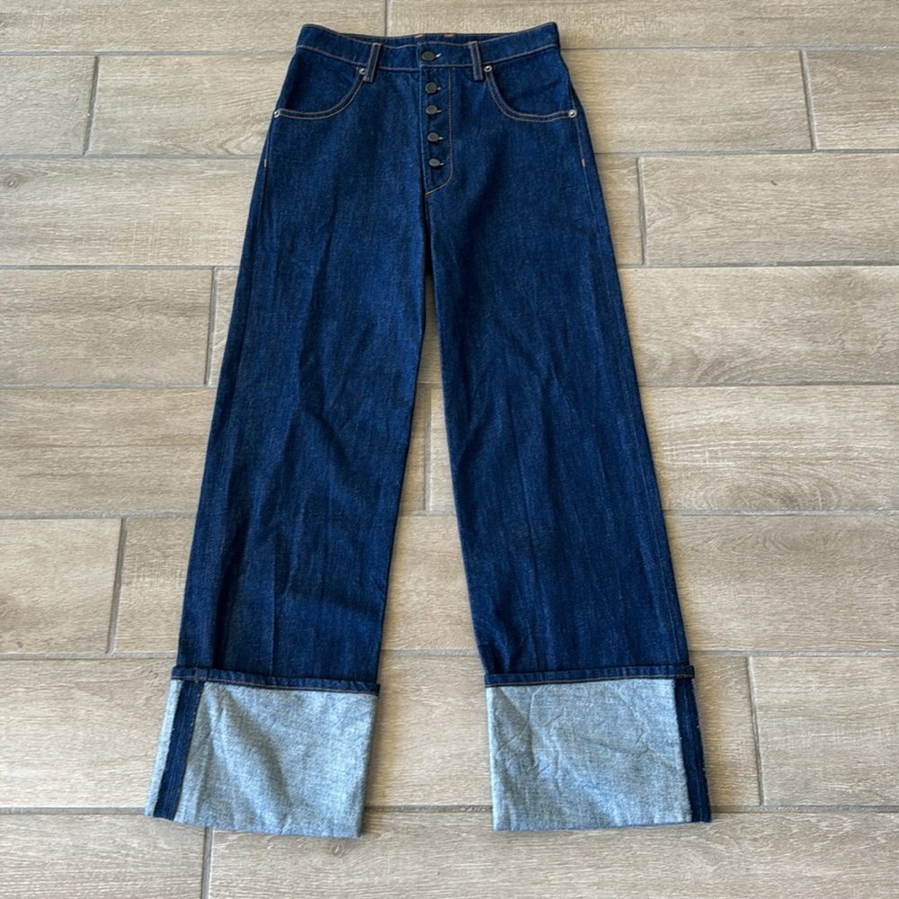 G. Label by Goop Alison Dark Wash Boyfriend Cuffed Hem Jean Size: 25 - Picture 5 of 10